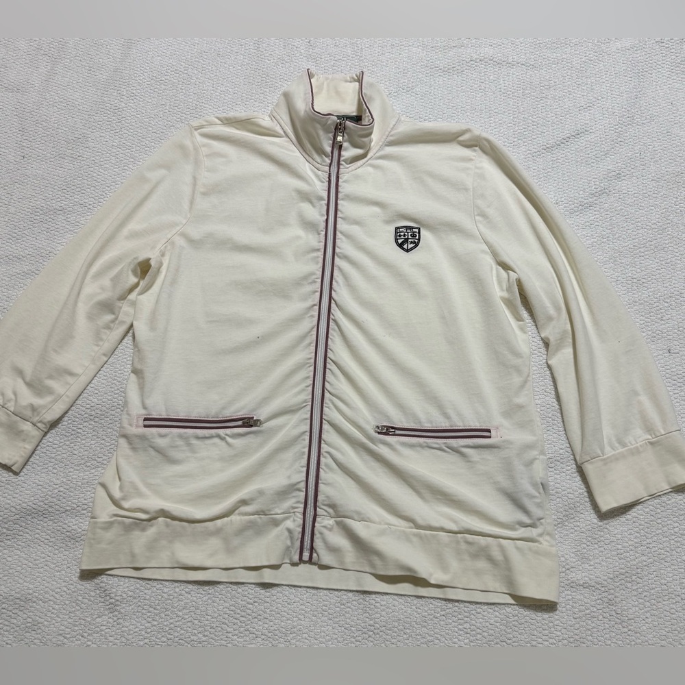 Polo Ralph Lauren Active Women L Cream Stretch 3/4 Sleeve Golf track Zip Jacket - Picture 8 of 10